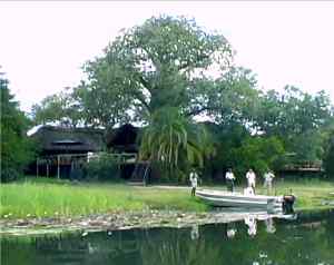 Impalila Island Lodge approached by boat