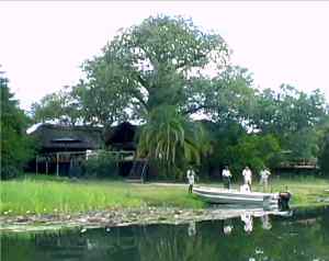 Impalila Island Lodge approached by boat